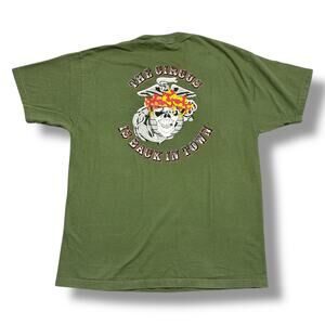 Vintage 90s USMC The Circus Is Back In Town Skull Tee Marines Military Green L